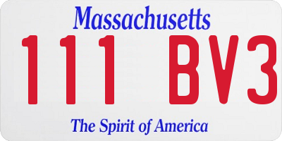 MA license plate 111BV3