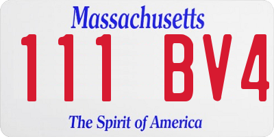MA license plate 111BV4