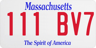 MA license plate 111BV7