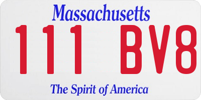 MA license plate 111BV8