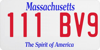 MA license plate 111BV9