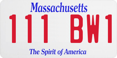 MA license plate 111BW1