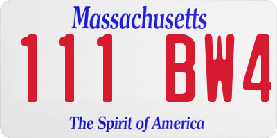 MA license plate 111BW4