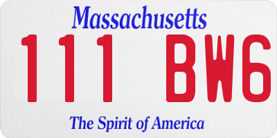 MA license plate 111BW6