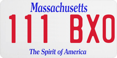 MA license plate 111BX0