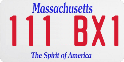 MA license plate 111BX1