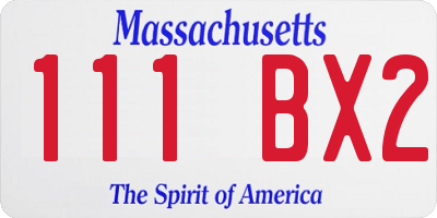 MA license plate 111BX2