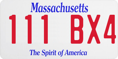 MA license plate 111BX4