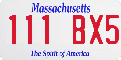 MA license plate 111BX5