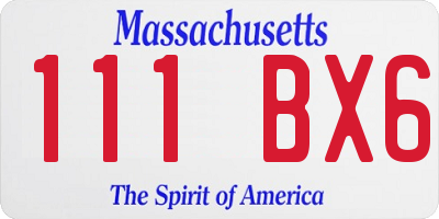 MA license plate 111BX6