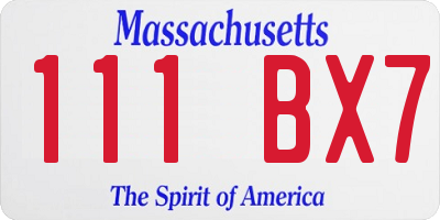 MA license plate 111BX7