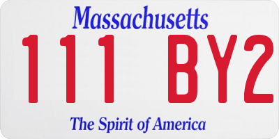 MA license plate 111BY2
