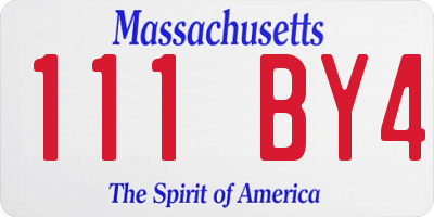 MA license plate 111BY4