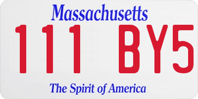 MA license plate 111BY5