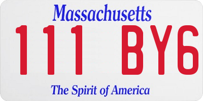 MA license plate 111BY6