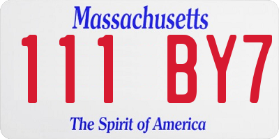 MA license plate 111BY7