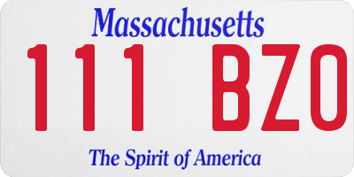 MA license plate 111BZ0