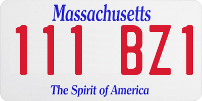 MA license plate 111BZ1