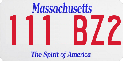 MA license plate 111BZ2