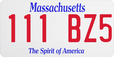MA license plate 111BZ5