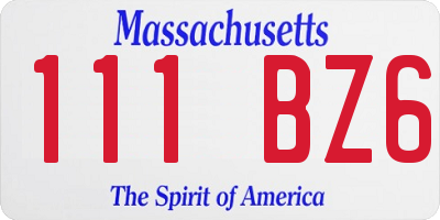 MA license plate 111BZ6