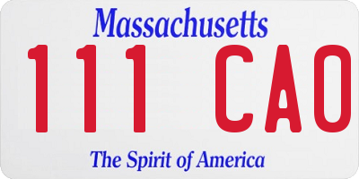 MA license plate 111CA0