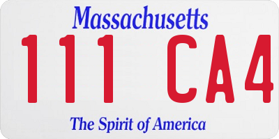 MA license plate 111CA4