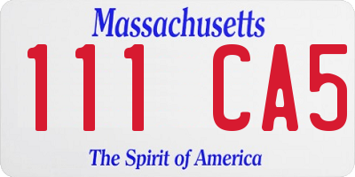MA license plate 111CA5