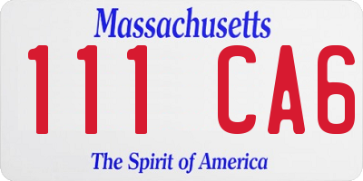 MA license plate 111CA6