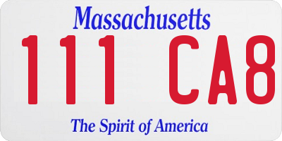 MA license plate 111CA8