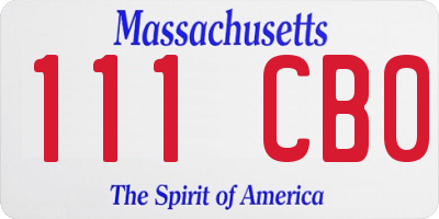 MA license plate 111CB0