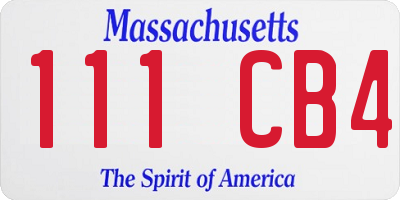 MA license plate 111CB4