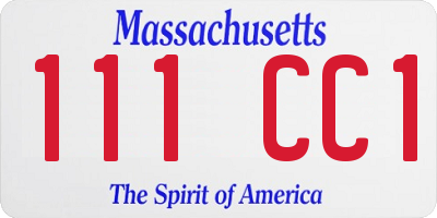 MA license plate 111CC1