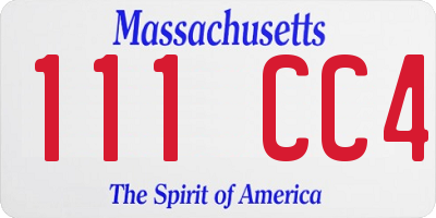 MA license plate 111CC4