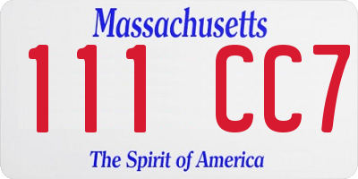 MA license plate 111CC7