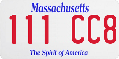 MA license plate 111CC8
