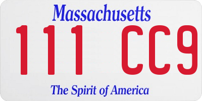 MA license plate 111CC9