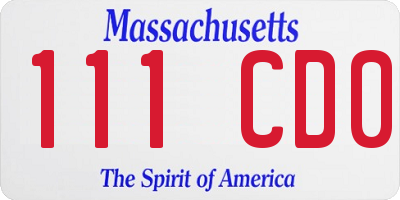 MA license plate 111CD0