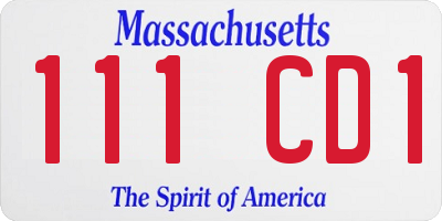 MA license plate 111CD1