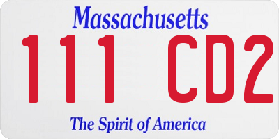 MA license plate 111CD2