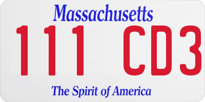 MA license plate 111CD3