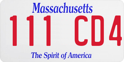 MA license plate 111CD4