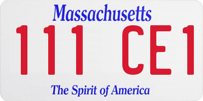MA license plate 111CE1