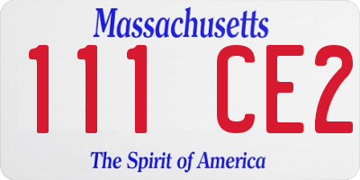 MA license plate 111CE2
