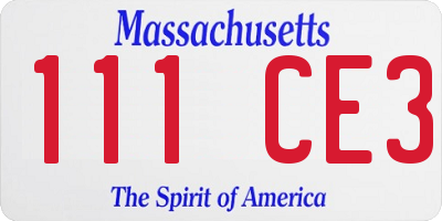 MA license plate 111CE3
