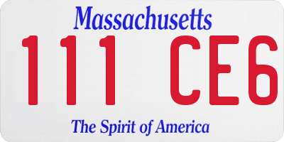 MA license plate 111CE6