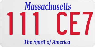 MA license plate 111CE7
