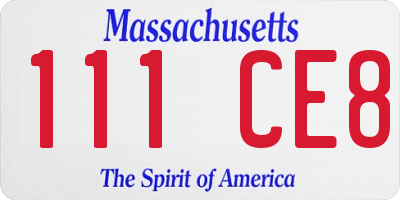 MA license plate 111CE8