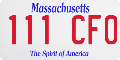 MA license plate 111CF0