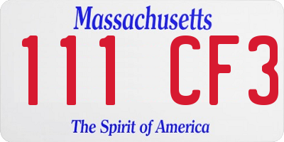 MA license plate 111CF3